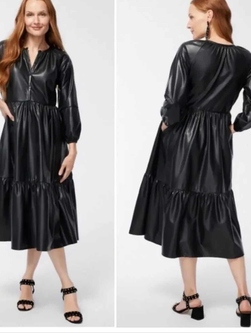 Chico's Black Faux Leather Dress Sz 0 Fits US 8 10 M See Photos For Measurements